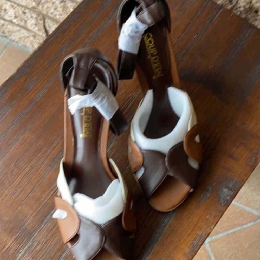 Brown & Tan High Heel Sandals Shoes NWOT | 8 - Picture 2 of 6